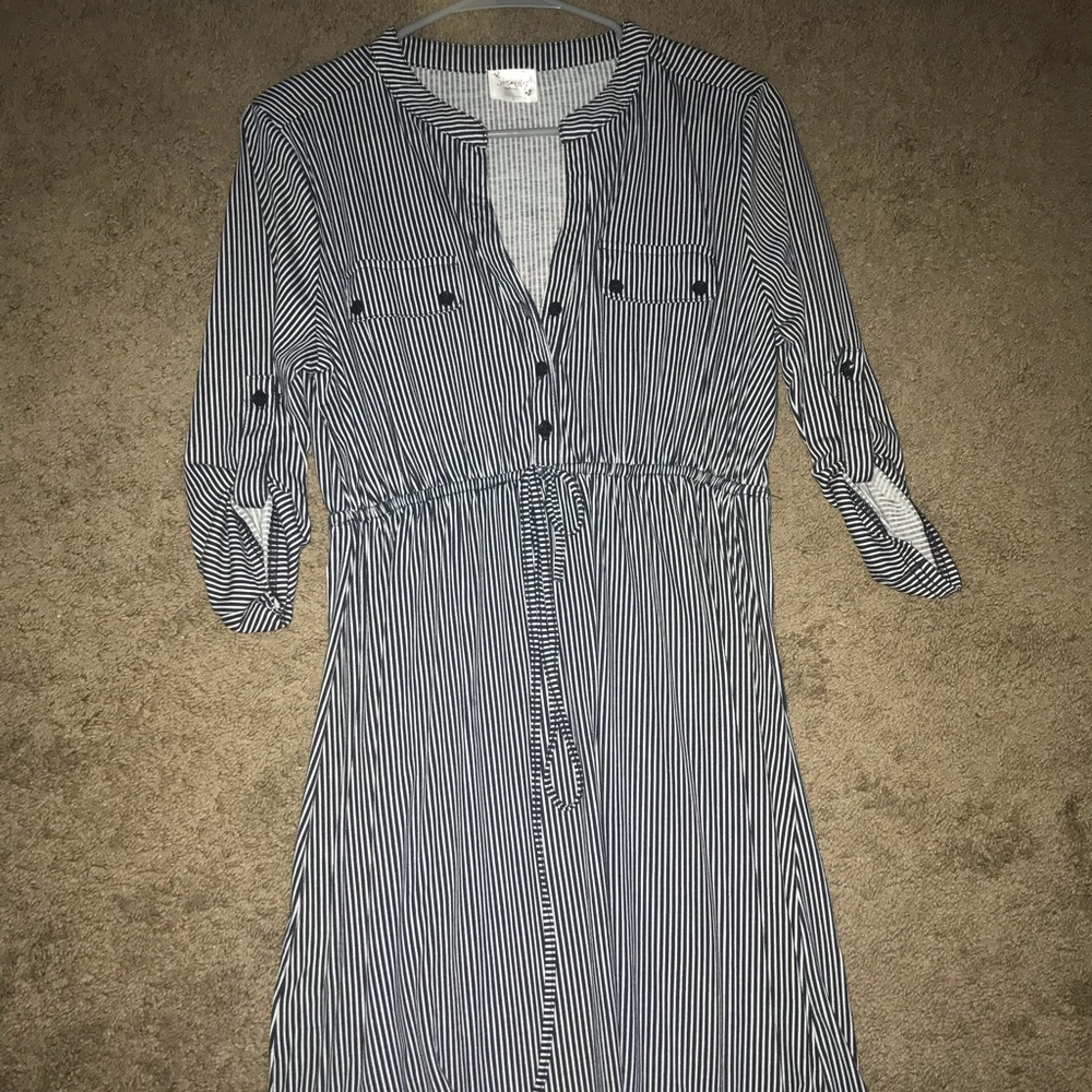 Black and white striped maternity dress